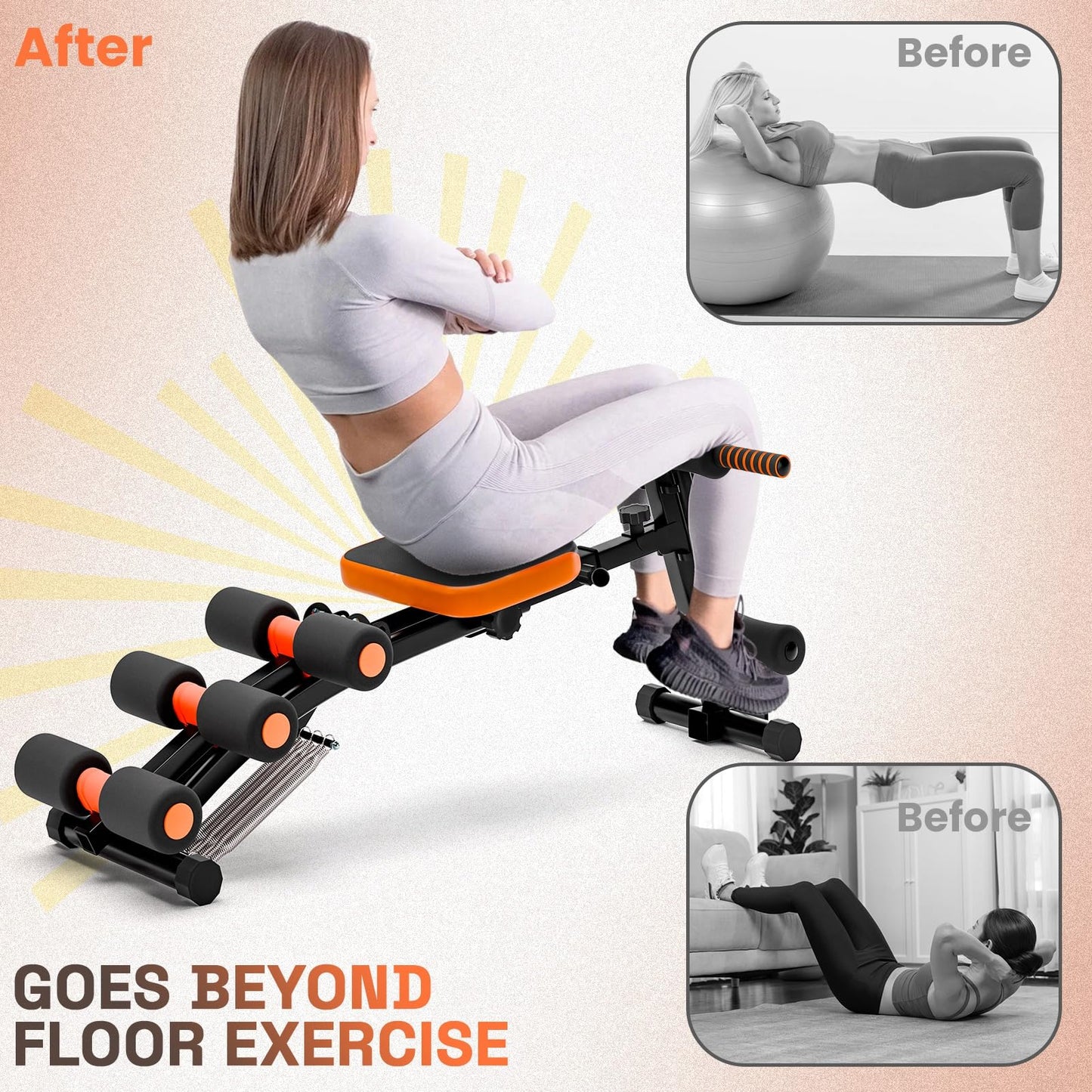 6 in 1 Ab Workout Bench for Home Gym, Adjustable Ab Workout Machine with Headrest 360° Twisting Seat Pedal Multi-Functional Adjustable Weight Bench Equipment for Total Body Work Out Black