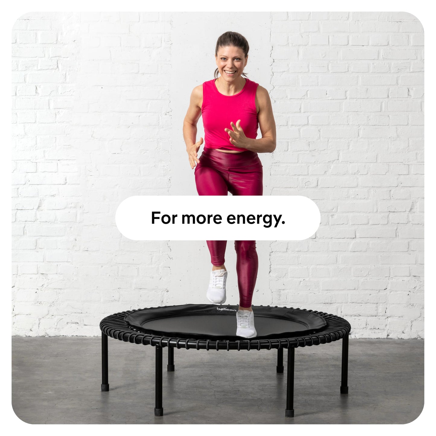 bellicon Mini Trampoline 39'' (Pink) | Bungee Suspension up to 260 lbs | Indoor Fitness Rebounder for Adults | Screw-in Legs