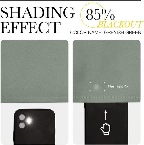 NICETOWN Blackout Curtain Panels - Thermal Insulated Draperies in Greyish Green | 34 x 72 Inches, 1 Pair