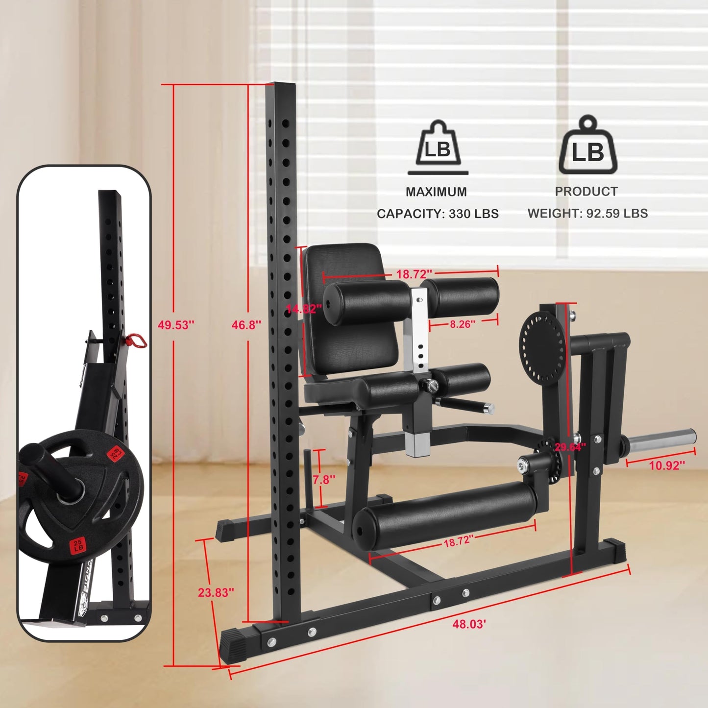 Fitvids Leg Extension and Curl Machine, Lower Body Special Leg Machine, Adjustable Leg Curl Workout Exercise Bench with Squat Rack, Leg Workout Equipment Home Gym Weight Machine