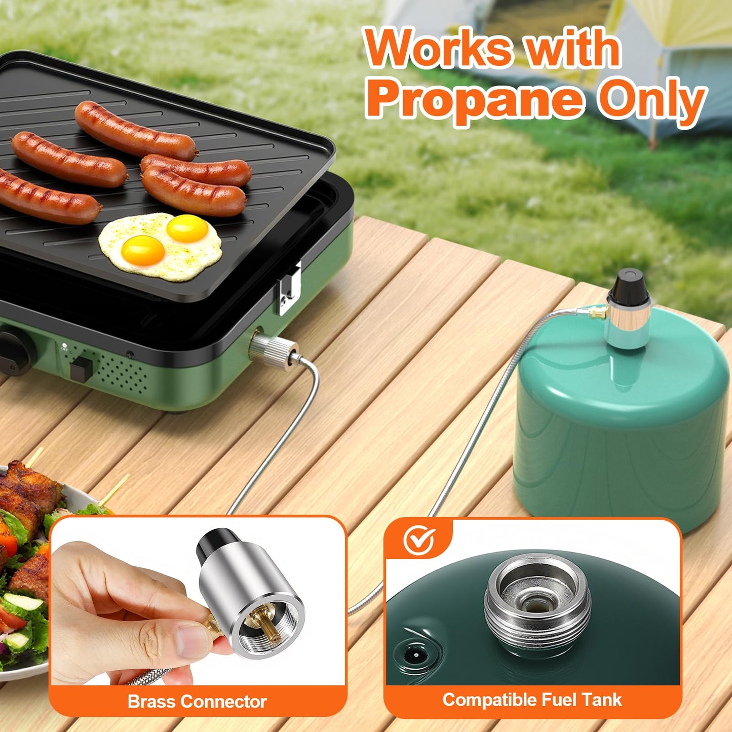 Propane 2-Burner Foldable Camping Stove with Carry Bag, Portable Propane Camp Stoves with Adjustable Burners & Piezo Ignition for Outdoor Cooking, Tailgating, Backyard Gathering(Griddle Not Included)