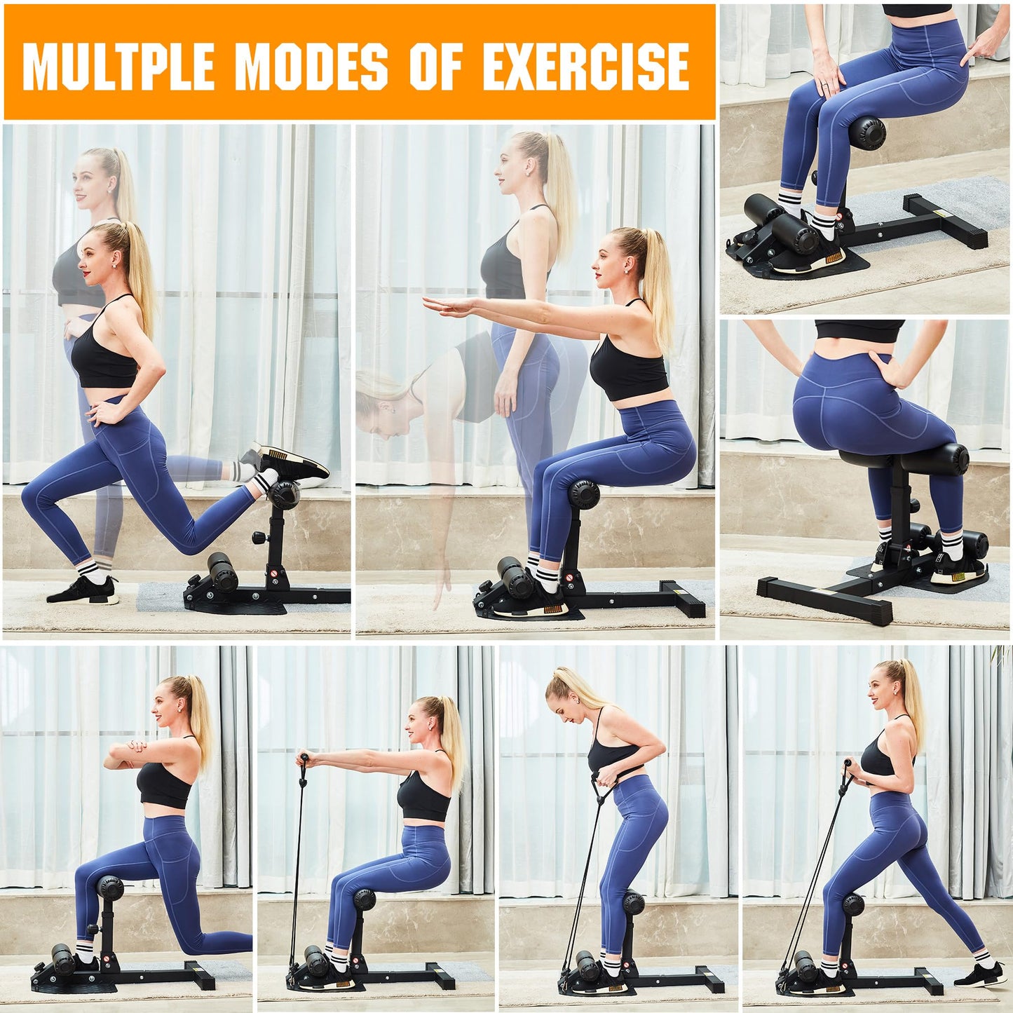 leikefitness Deep Sissy Squat Bench Core Workout Multifunctional Leg Exercise Machine For Home Gym
