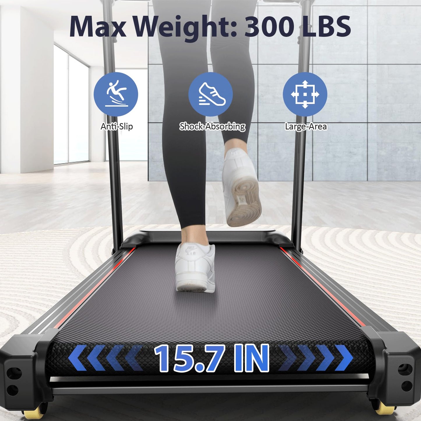 Advzon 3.5 HP Auto Incline Treadmills for Home - Adjustable Height Handle Bars, 8.7 MPH, Wide Belt, 300+ lb Capacity