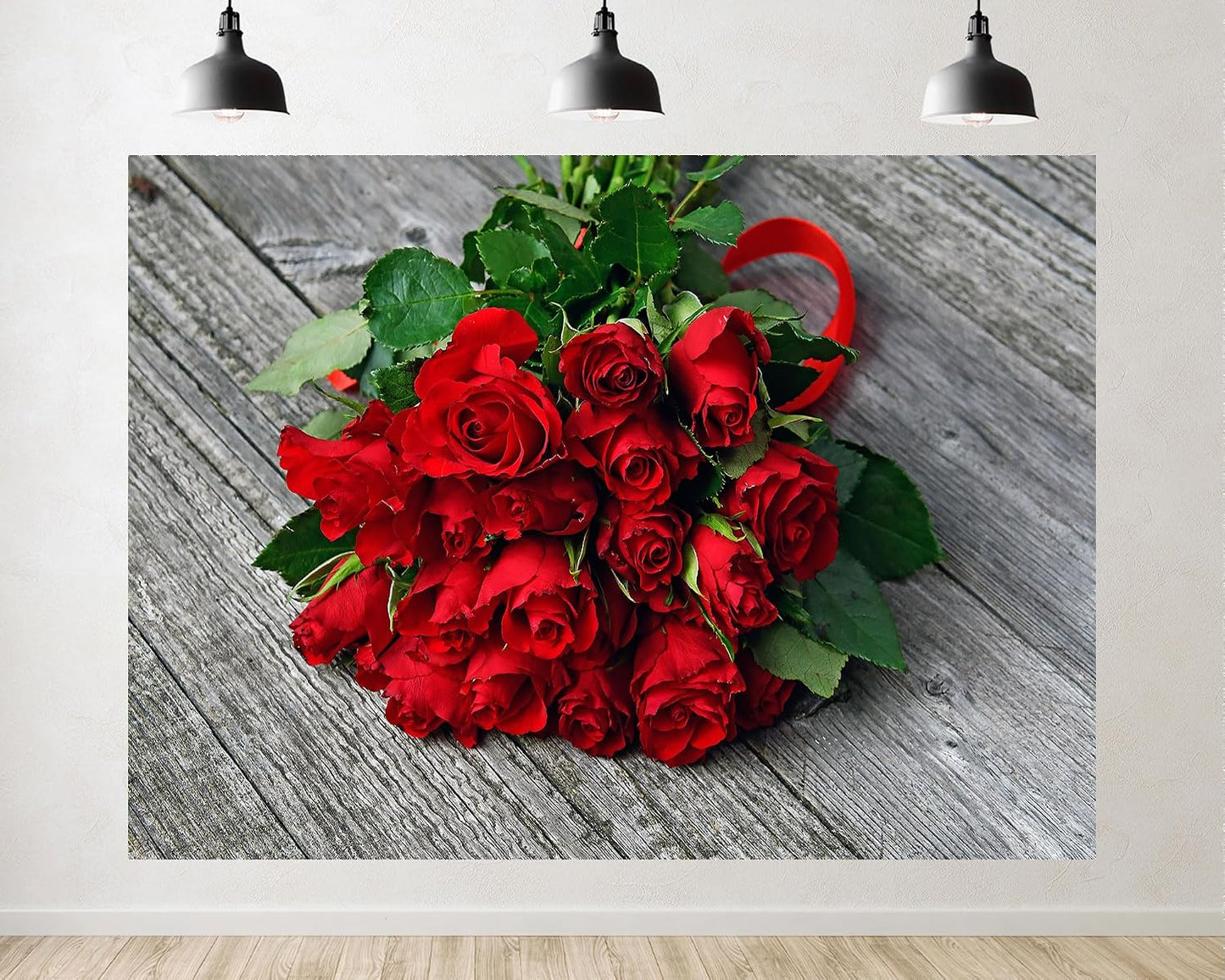 TryKid 8x6ft Romantic Red Rose Bouquet Backdrop Fresh Flower Gift Photography Background Valentine Day Wedding Party