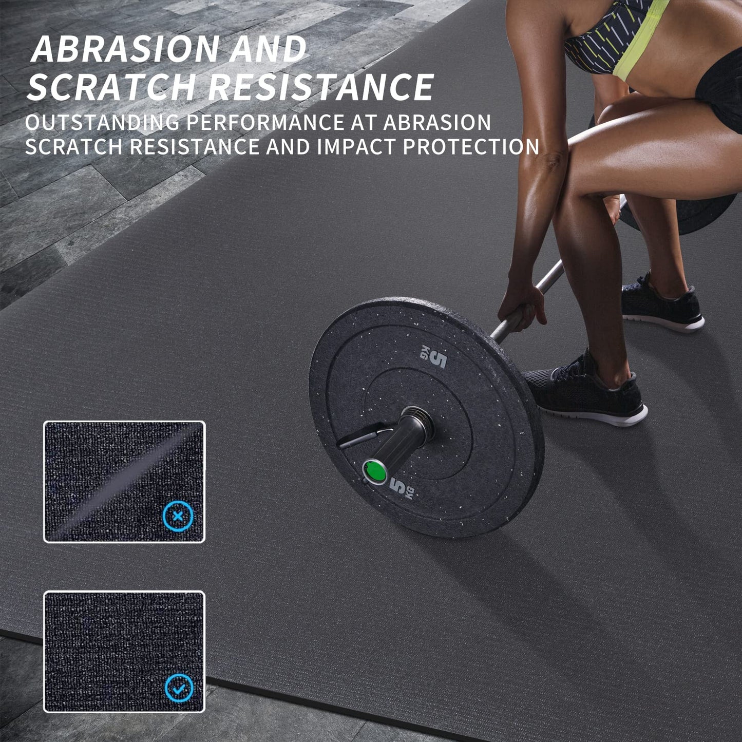 MRO Extra Large Exercise Mat For Home Gym, 8'x4.5'/7'x4.5'/6'x4.5'(7mm) Workout Mats for Gym Flooring, Non-Slip, Extra Thick Durable Cardio Mat, Ideal for Plyo, Weights, MMA, Jump Rope -Shoe Friendly