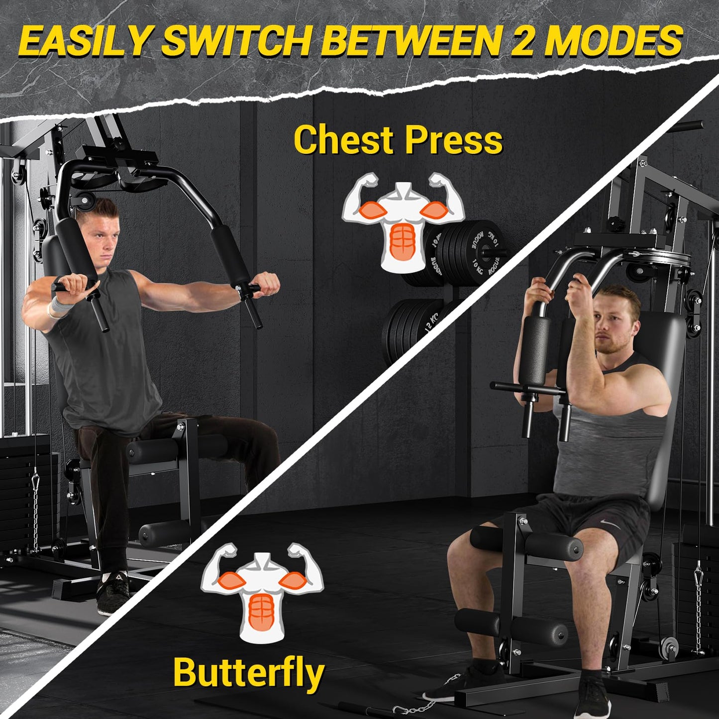 GarveeLife Home Gym Machine System with 100 LBS Weight Stack, Multifunctional Weight Machine, Full Body Workout Station Exercise Equipment, All in One Home Gym with Pulley System for Strength Training
