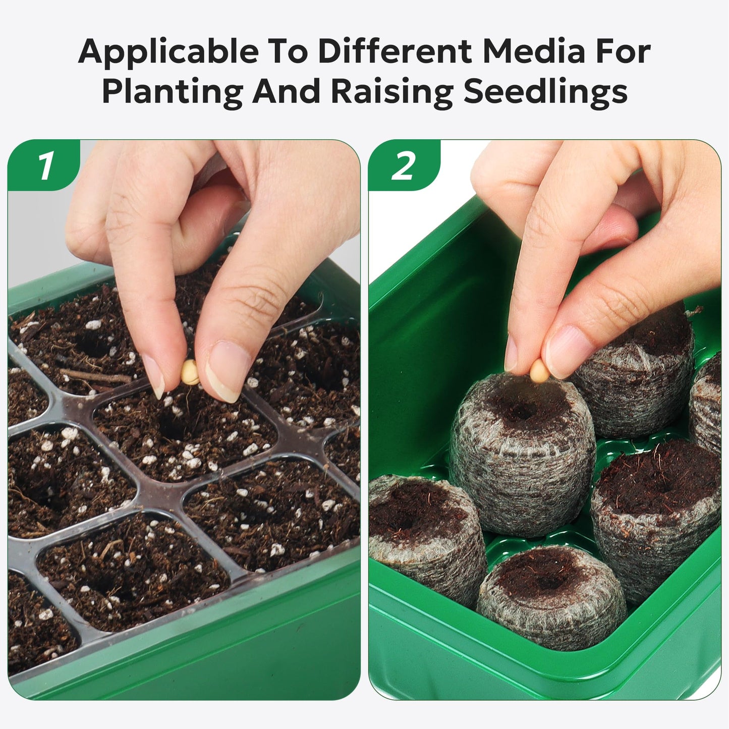 MIXC 10 Packs Seed Starter Tray Seed Starter Kit with Humidity Dome (120 Cells Total Tray) Seed Starting Trays Plant Starter Kit and Base Mini Greenhouse Germination Kit for Seeds Growing Starting