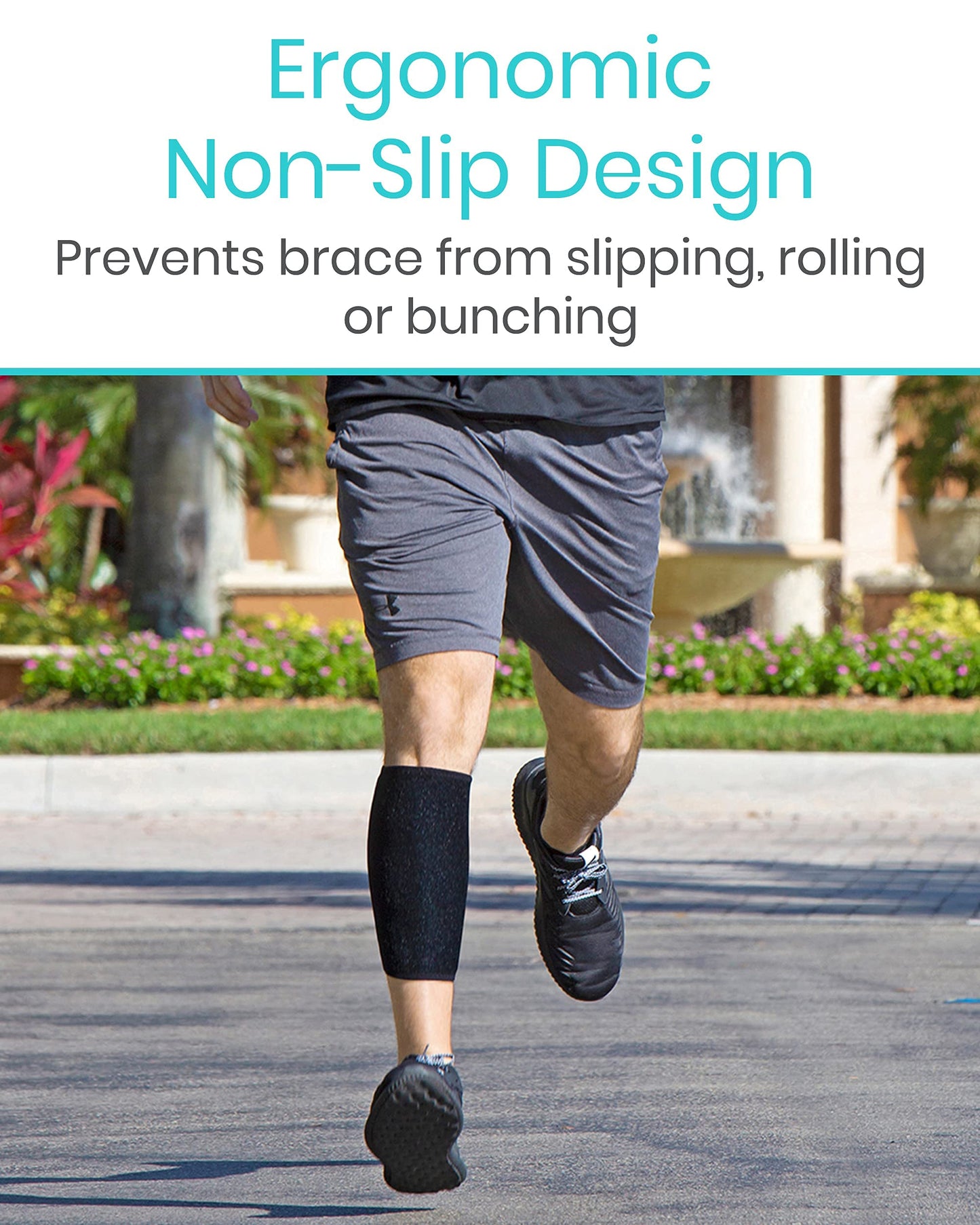 Vive Calf Brace - Adjustable Shin Splint Support - Lower Leg Compression Wrap Increases Circulation, Reduces Muscle Swelling - Calf Sleeve for Men and Women - Pain Relief (Black)