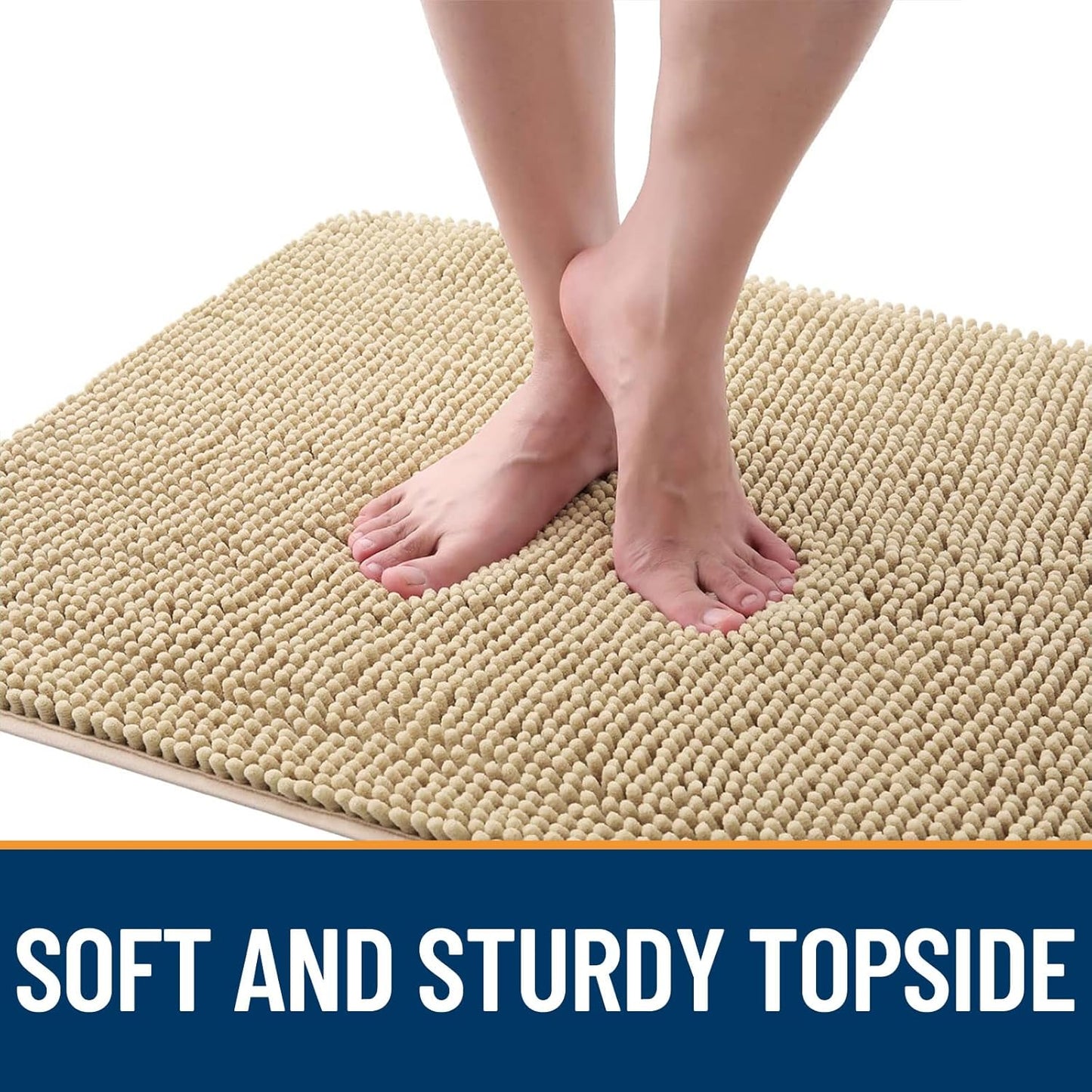 OLANLY Dog Door Mat - Absorbent Non-Slip Washable Chenille Mat for Muddy Paws | 40x32, Beige