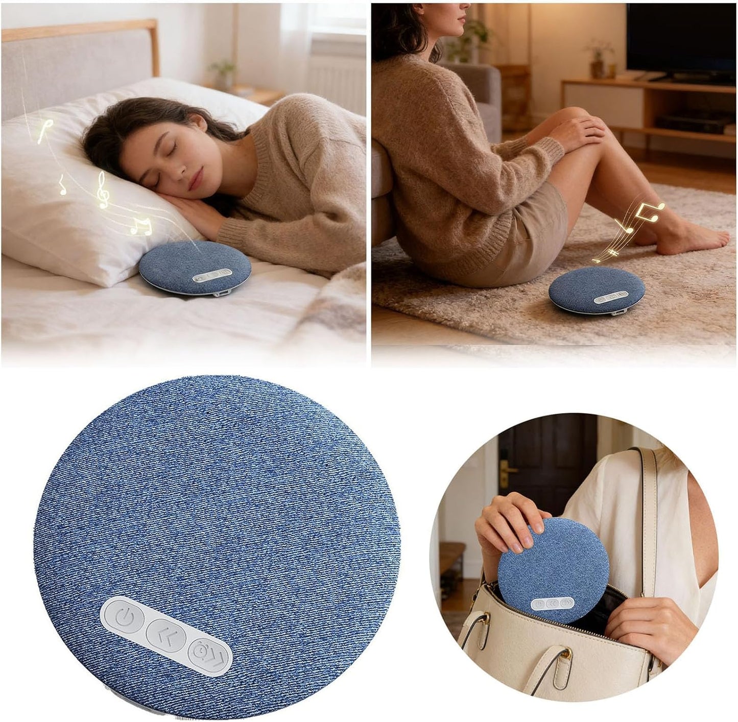 Generic (Blue-1pcs) Bluetooth Pillow Speaker for Sleeping - Mini Portable Under Pillow Speaker with White Noise