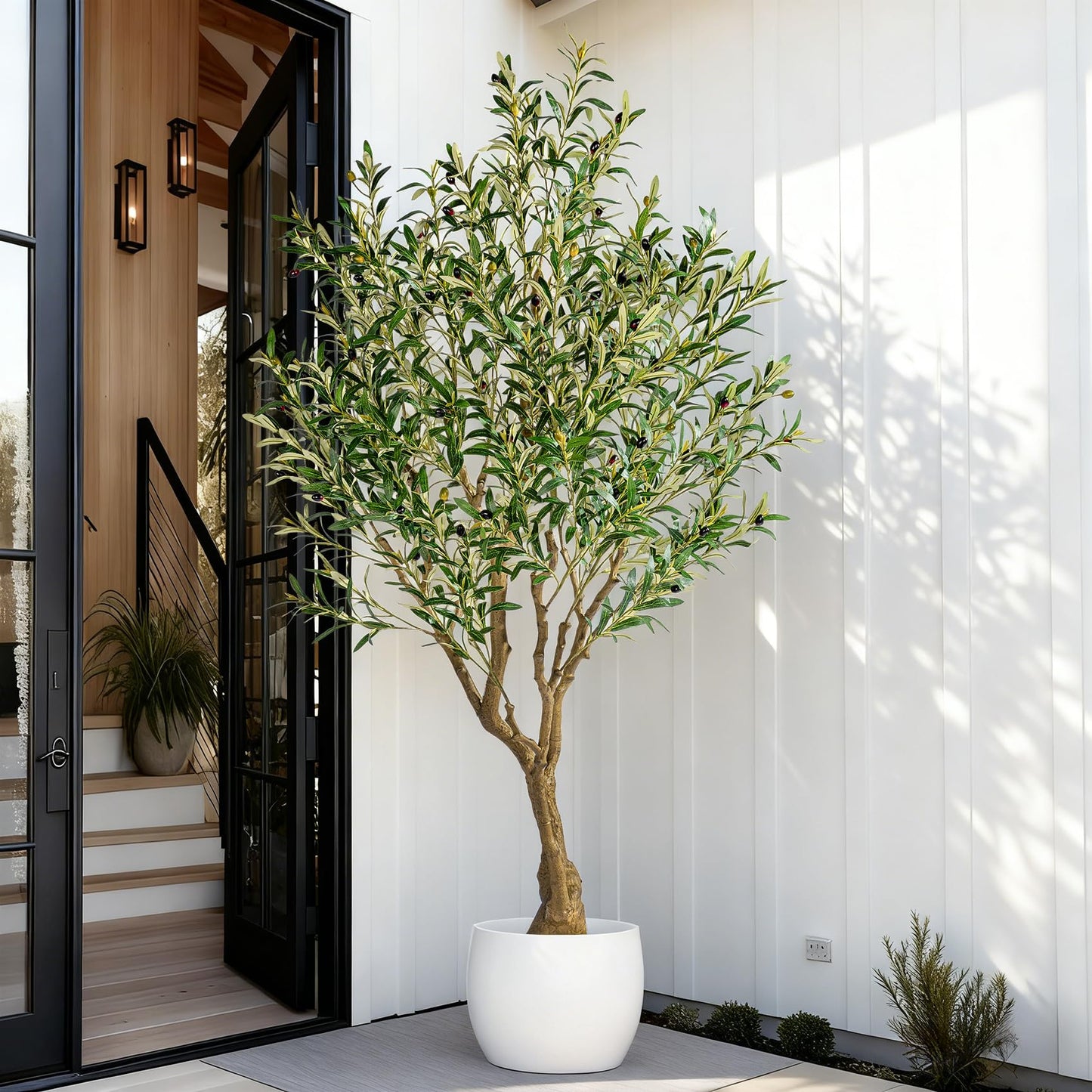 6ft Faux Olive Tree with Pot & Moss Artificial Olive Plant Fake Olive Tree for Home Decor, Large Indoor Artificial Trees Faux Plants Indoor Durable Artificial Trees for Living Room/Office