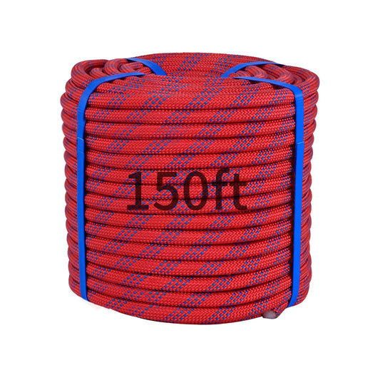 150ft 3/8 Inch Climbing Rope, Heavy Duty Arborist Rope, Nylon Rigging Rope for Tree Work,Bull (Red)