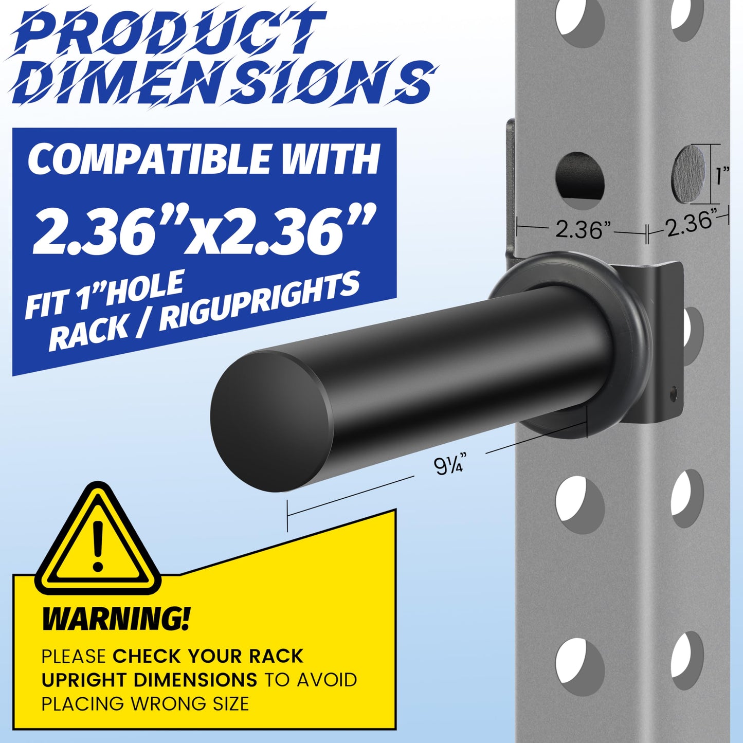EVERYMATE Power Rack & Squat Rack Attachments Olympic Weight Plate Holder – Fits 2.36x2.36 Inch Tubes, 1" Hole – Bumper Plate Storage（4 pack）