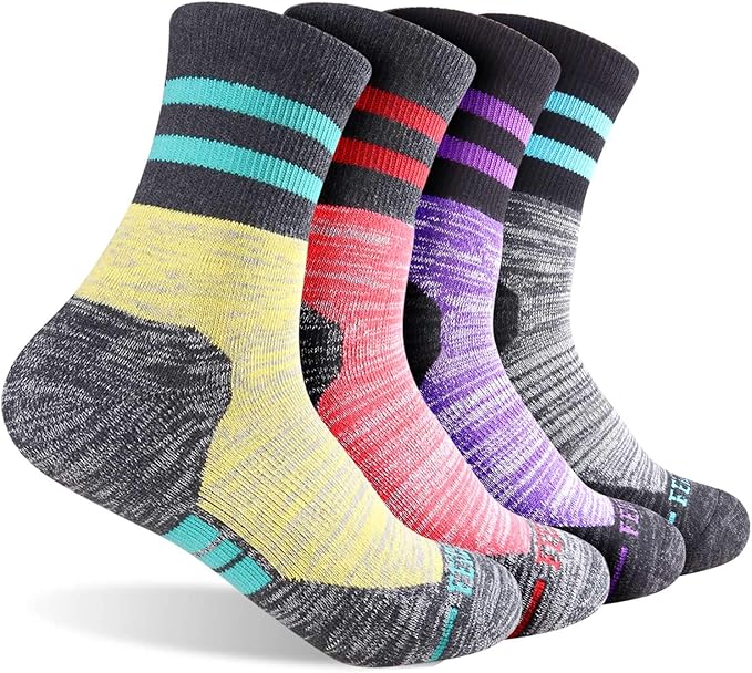 FEIDEER Women's Hiking Walking Socks, Multi-pack Outdoor Recreation Socks Wicking Cushion Crew Socks