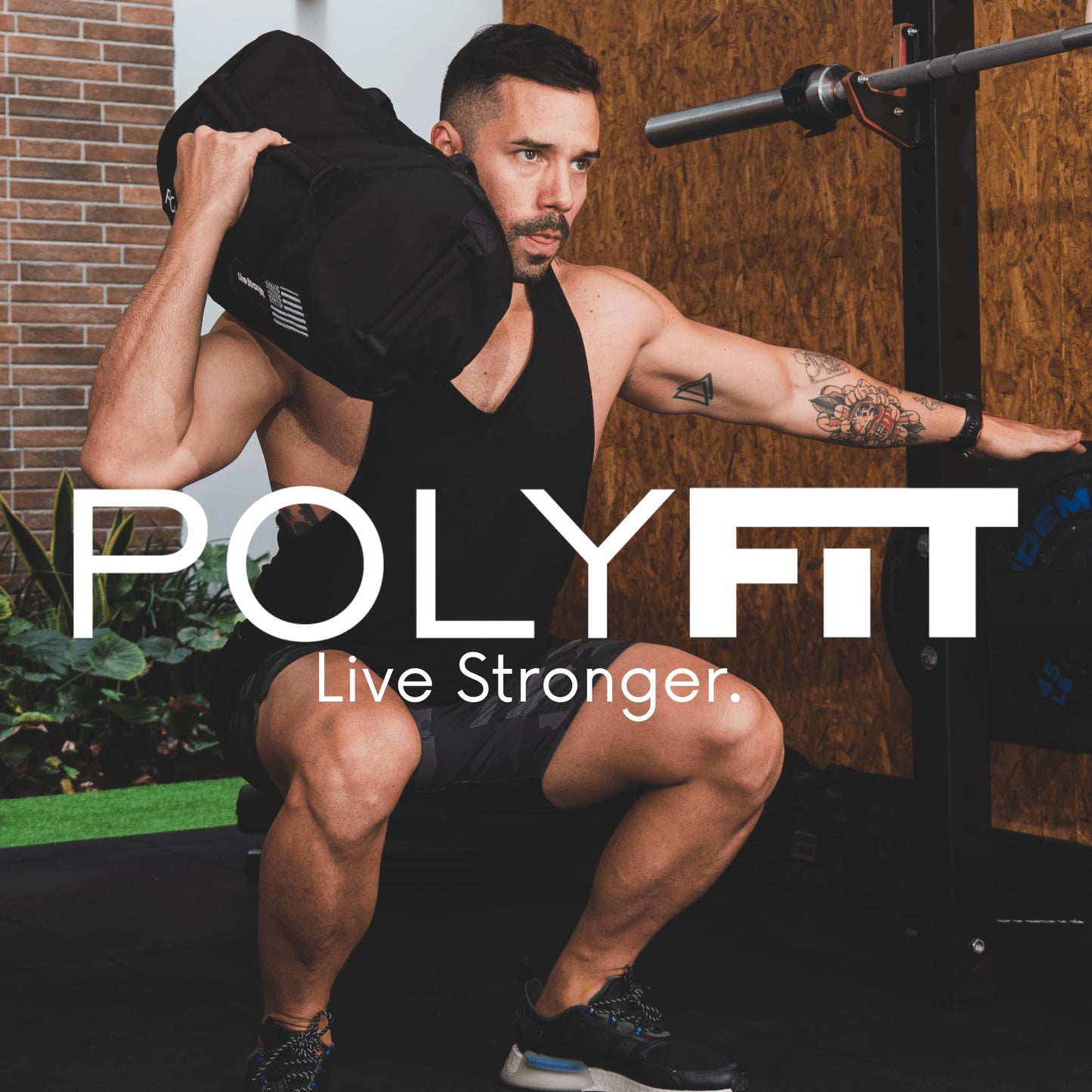 Polyfit Sandbag Pro - Workout Sandbag with Triple Closure Filler Bag and Reinforced Nylon Webbing - Black - 80LB