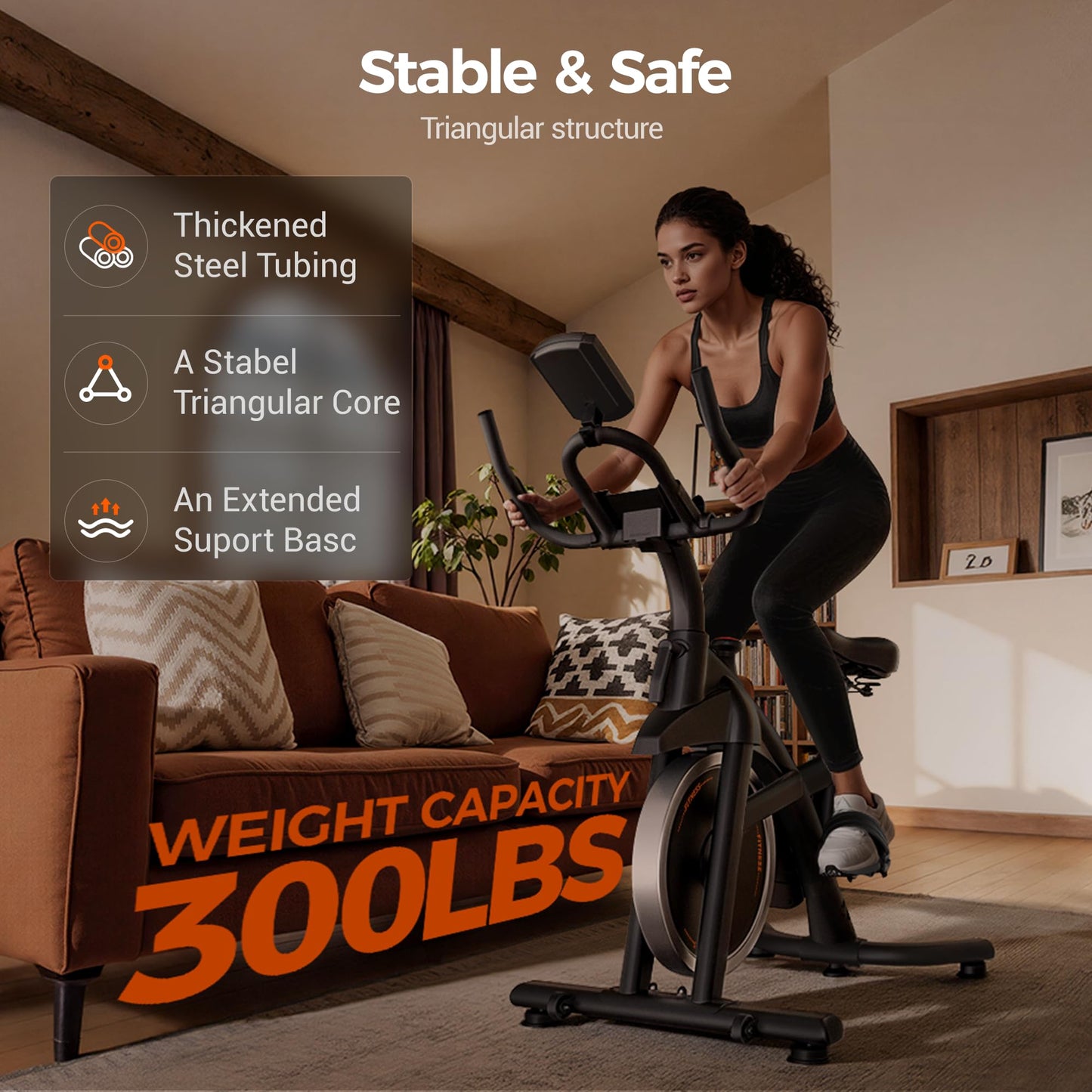 CURSOR FITNESS Indoor Cycling Bike, Quiet Belt Drive Stationary Exercise Bike for Home with 0–100 Adjustable Resistance, Weight Capacity, Tablet Holder & Heart Rate Monitor