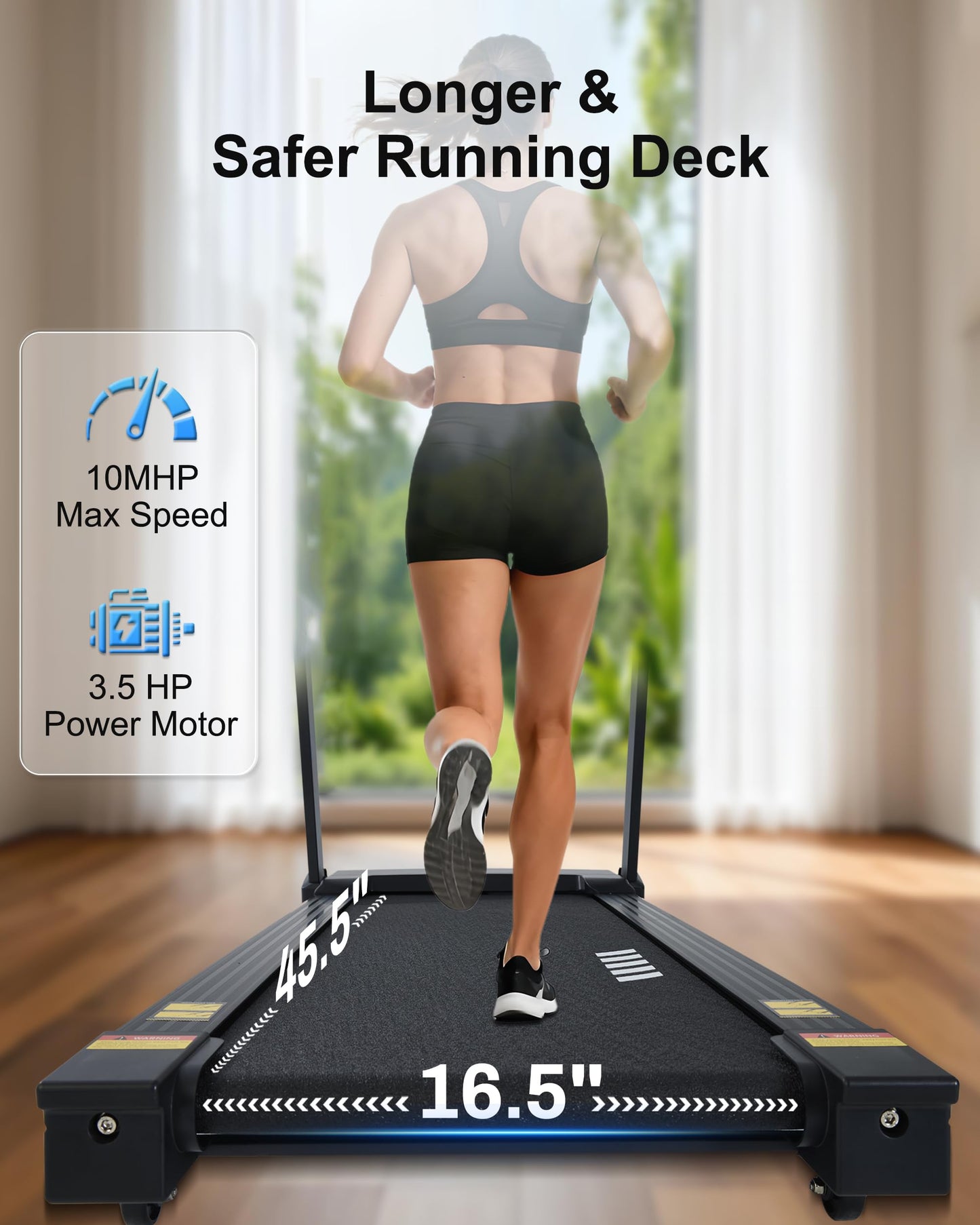 BORGUSI Auto Incline Treadmill - 3.5HP Folding Treadmills with 15% Auto Incline Running Machine for Home, 320 LBS Capacity, 10 MPH Speed, 36 Preset Programs, Bluetooth App, Upgrade LCD Panel