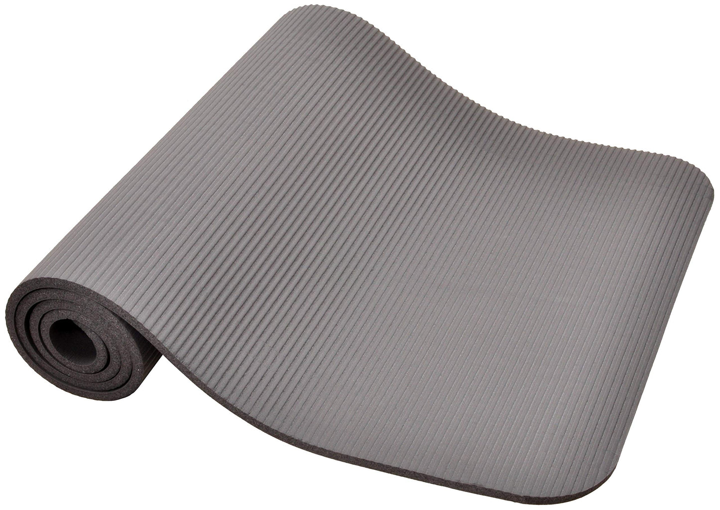 Fitvids All Purpose 1/2-Inch Extra Thick High Density Anti-Tear Exercise Yoga Mat and Knee Pad with Carrying Strap, Gray