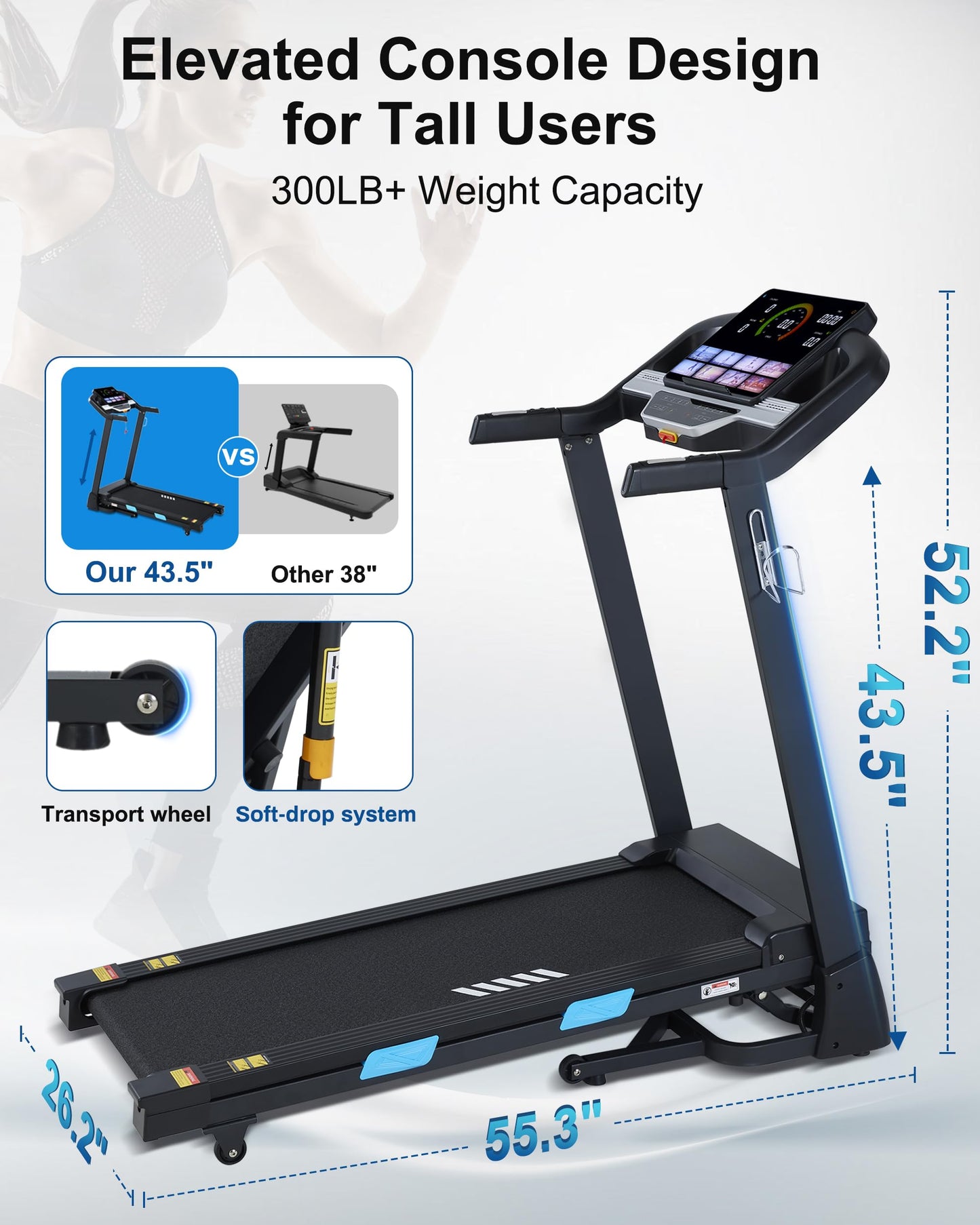BORGUSI Auto Incline Treadmill - 3.5HP Folding Treadmills with 15% Auto Incline Running Machine for Home, 320 LBS Capacity, 10 MPH Speed, 36 Preset Programs, Bluetooth App, Upgrade LCD Panel