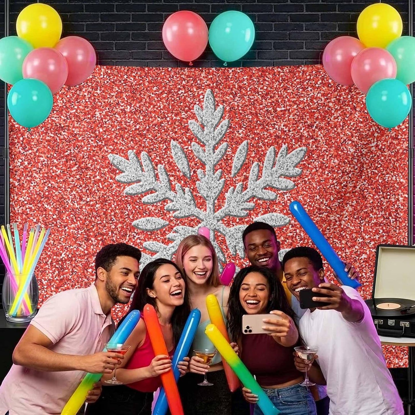 Generic 7 5 Modern Themed Photo Backdrop for Photoshoot, x FT Winter Watercolor Sparkling Snowflake Pattern Photo Props