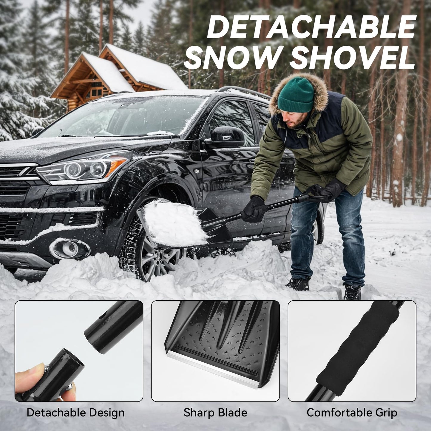 Car Emergency Kit with Portable Air Compressor, Winter Car Safety Roadside Assist Kit, Emergency Car Kit for Cars, Trucks