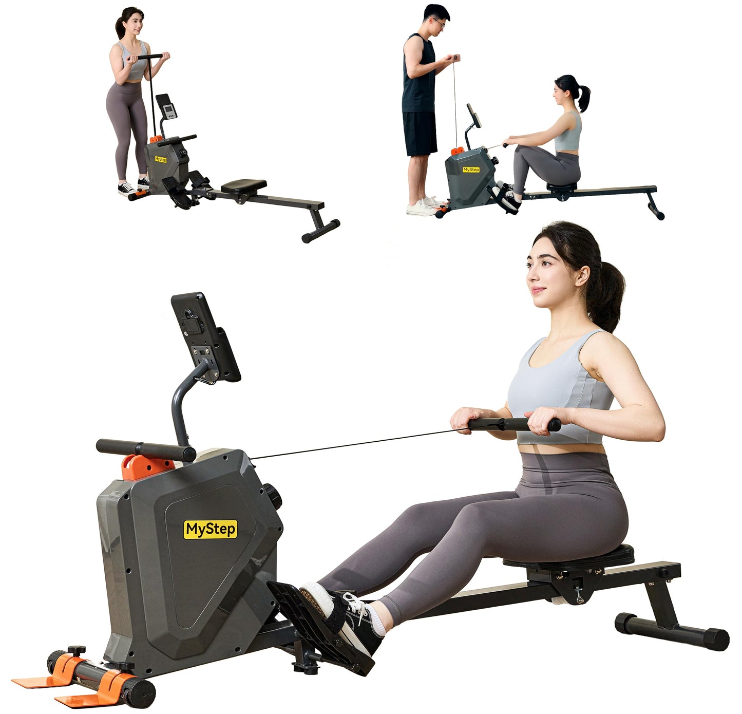 CUDOEEAI Magnetic Rowing Machine for Home, Quiet Foldable Rower with 8-Level Resistance, 2-in-1 Strength Training, LCD Monitor & Tablet Holder, Full-Body Low-Impact Cardio Workout Equipment (DR1000)
