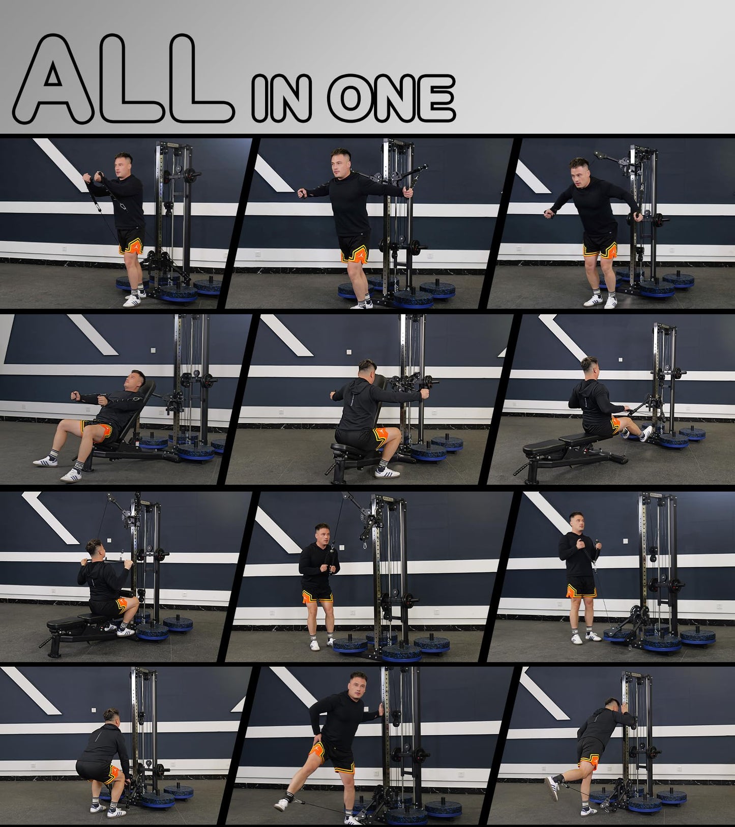 Eonfit E1 2.0 Wall Mounted & Free Standing Cable Machine for Home Gym, LAT Pulldown, Functional Trainer, Cable Crossover Machine Workout Station Pulley System Cable Tower with Leg Holder, Foot Board