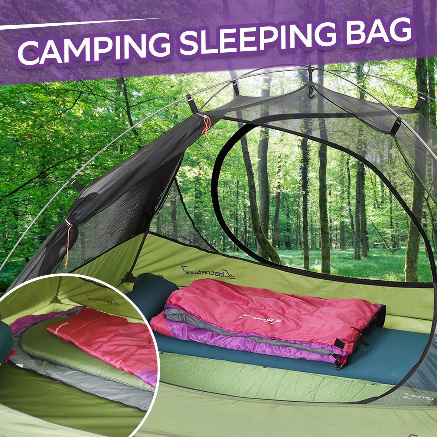 Clostnature Sleeping Bag for Adults and Kids - Lightweight Camping Sleeping Bag for Girls, Boys, Youths, Ultralight Backpacking Sleeping Bags for Cold Weather - Compression Sack Included(Left Zipper)