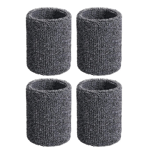 2 Pair Wrist Sweatbands Sports Wristbands for Men & Women, Stretchy & Sweat Absorbing Cotton Terry Cloth Wristband for Football Basketball, Running (Grey)