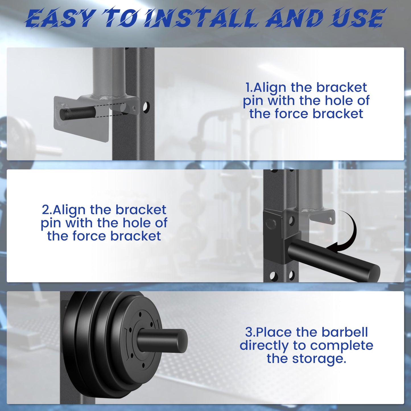 EVERYMATE Power Rack & Squat Rack Attachments Olympic Weight Plate Holder – Fits 2.36x2.36 Inch Tubes, 1" Hole – Bumper Plate Storage（4 pack）