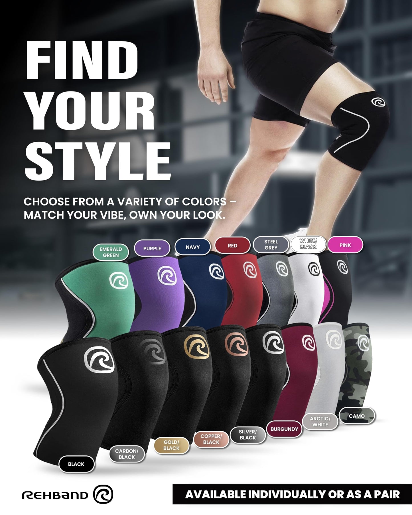 Rehband 5mm Knee Sleeves for Functional Training, Cross-Training & Powerlifting, Weightlifting Knee Support made of Neoprene, Unisex, Colour:Camo - 1 Pair, Size:X-Large