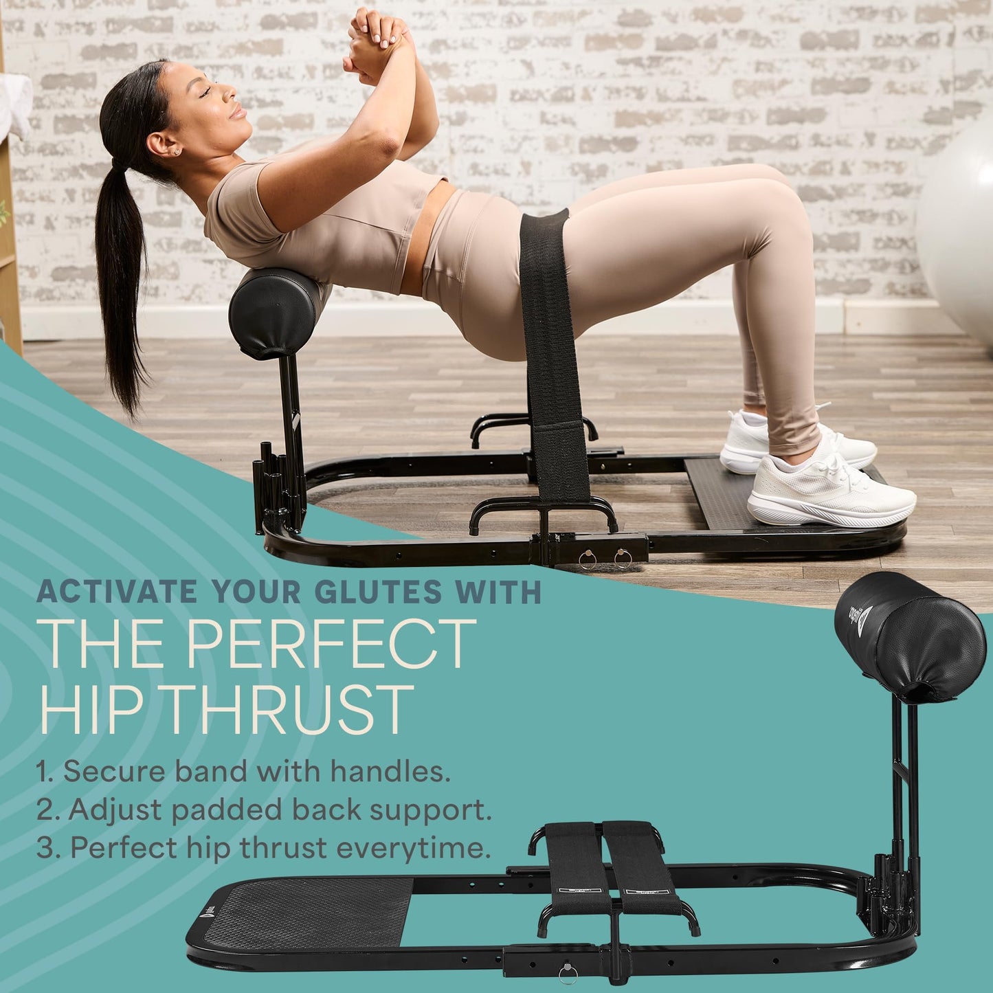 Lifepro Hip Thrust Machine – Adjustable Glutes Workout Equipment for Home – GluteBlast Foldable Booty Builder, Sissy Squat Machine, Thrust Glute Bench, Home Gym Glute Workout