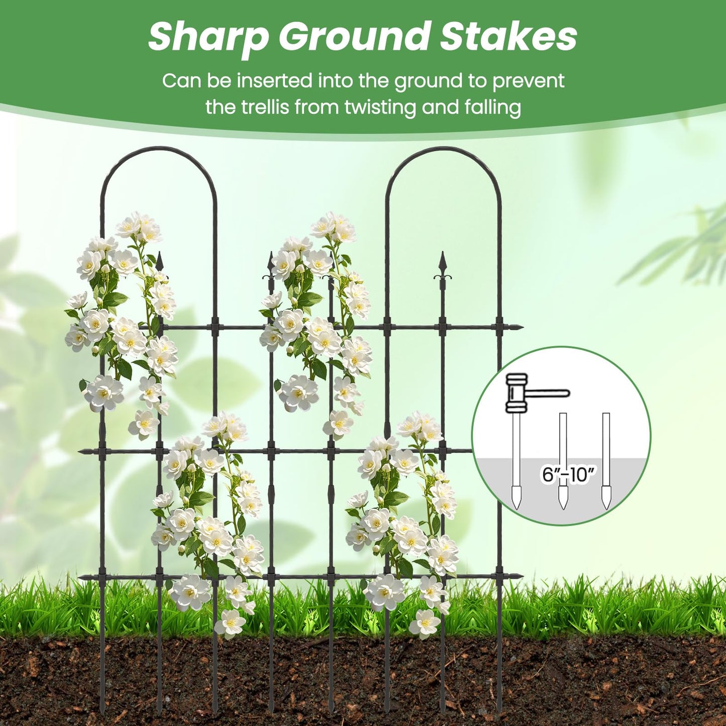 Giantex Outdoor Garden Trellis for for Climbing Plants, 73” Tall Trellis w/Rustproof PE Coated Metal Pipes, Garden Fence for Vine Cucumber Tomato Flower Clematis Roses, Outdoor Patio Lawn Decor