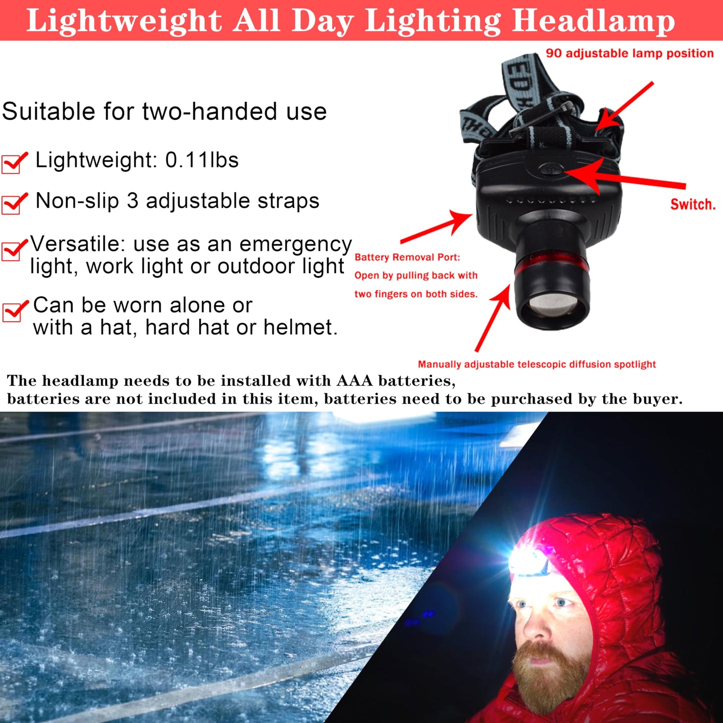 LIANXIN Car Roadside Emergency Kit, with Jumper Cables Automotive Kit,Car Safety Roadside Assistance Kit Headlamp,Tow Straps, Safety Hammers, Rainwear, Gloves.Black
