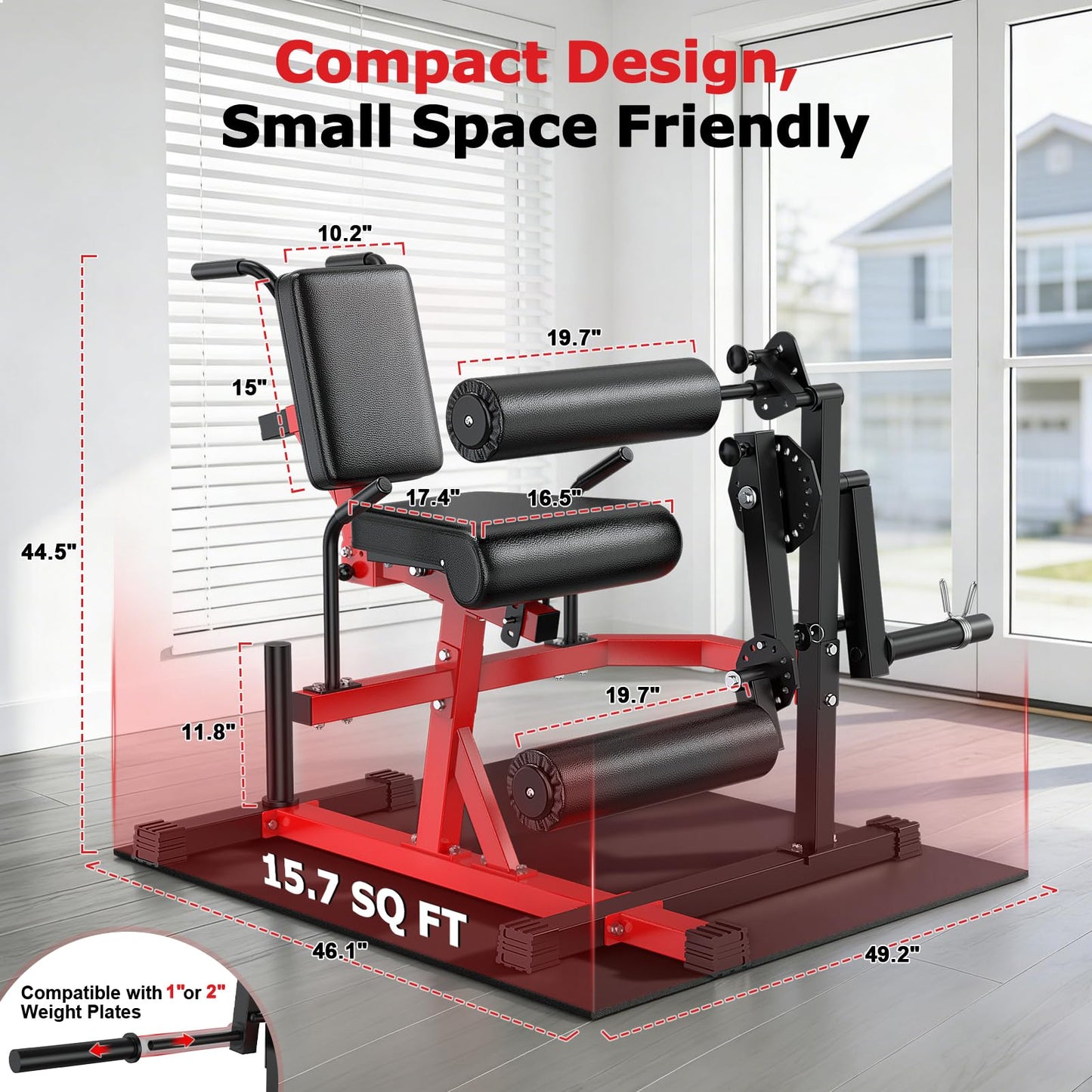XDDIAS Leg Extension and Curl Machine, 1000LBS Capacity Leg Workout Equipment, Adjustable Seated/ Lying Lower Body Workout Bench for Hip Thrust/ Sit Up, Extended Sleeve Fit 1''/2'' Plate