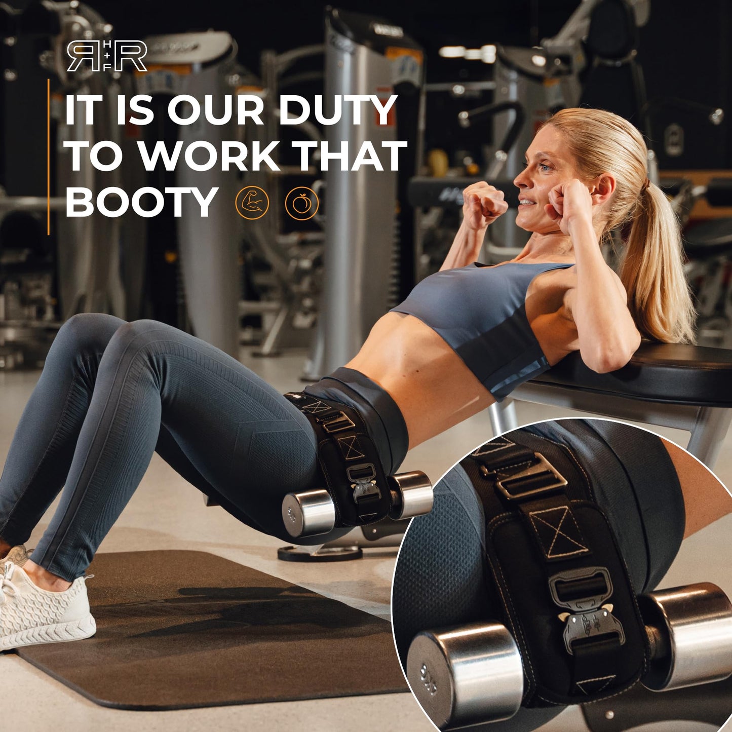 JACKED Premium Hip Thrust Belt + Badonka Band Complete Glute & Hip Abductor System (Includes 3 Latex Booty Bands)