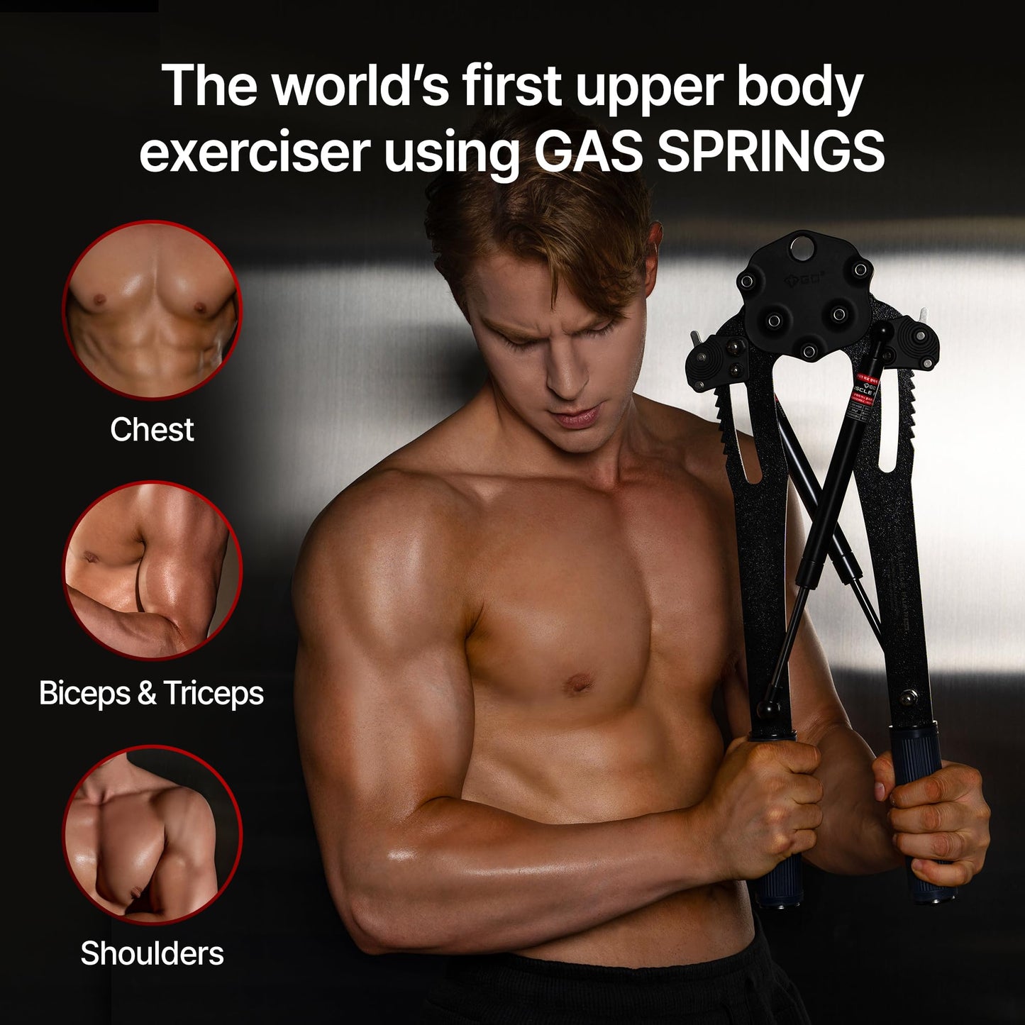 (NEW) GD Muscle Pump Power Twister Arm Exerciser & Chest Expander Upper Body Strengthener, Chest Workout Exerciser for Men, Workout Equipment Shoulder Muscle Training Fitness Equipment (22-100 lbs)