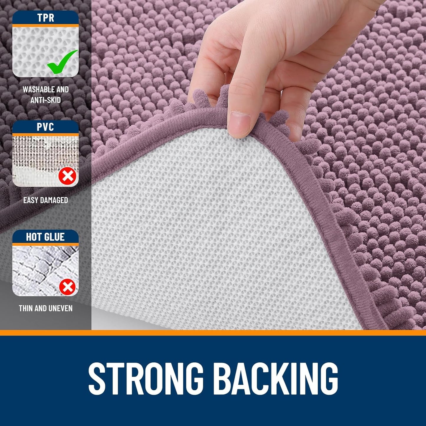 OLANLY Large Bathroom Rugs - Extra Soft Chenille Bath Mats | Quick Dry, Machine Washable, Deep Plum 50x30