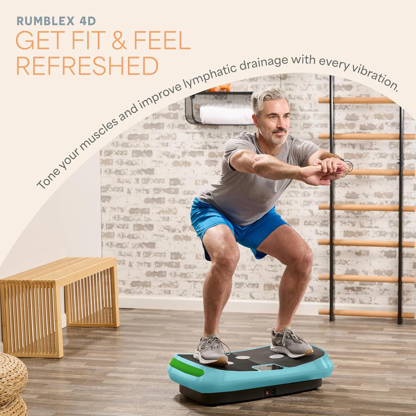 Lifepro Rumblex 4D Curved Vibration Plate Exercise Machine – Triple Motor Vibrating Platform Machine with 7 Modes & 60 Speeds – Full Body Vibration Plate for Lymphatic Drainage & at Home Workout
