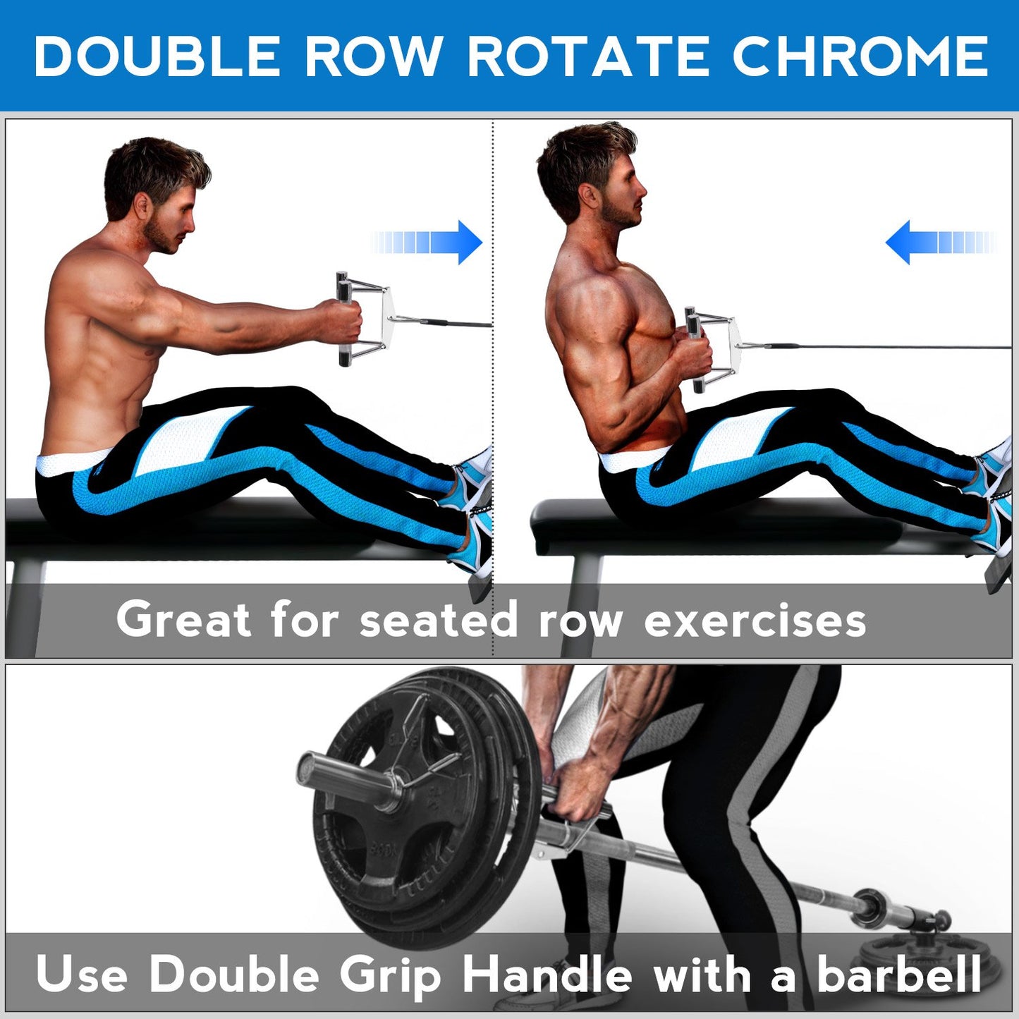 Yes4All Rubber Double D Row Handle Cable Attachment for Weight Workout, Cable Machine Accessories for Home Gym
