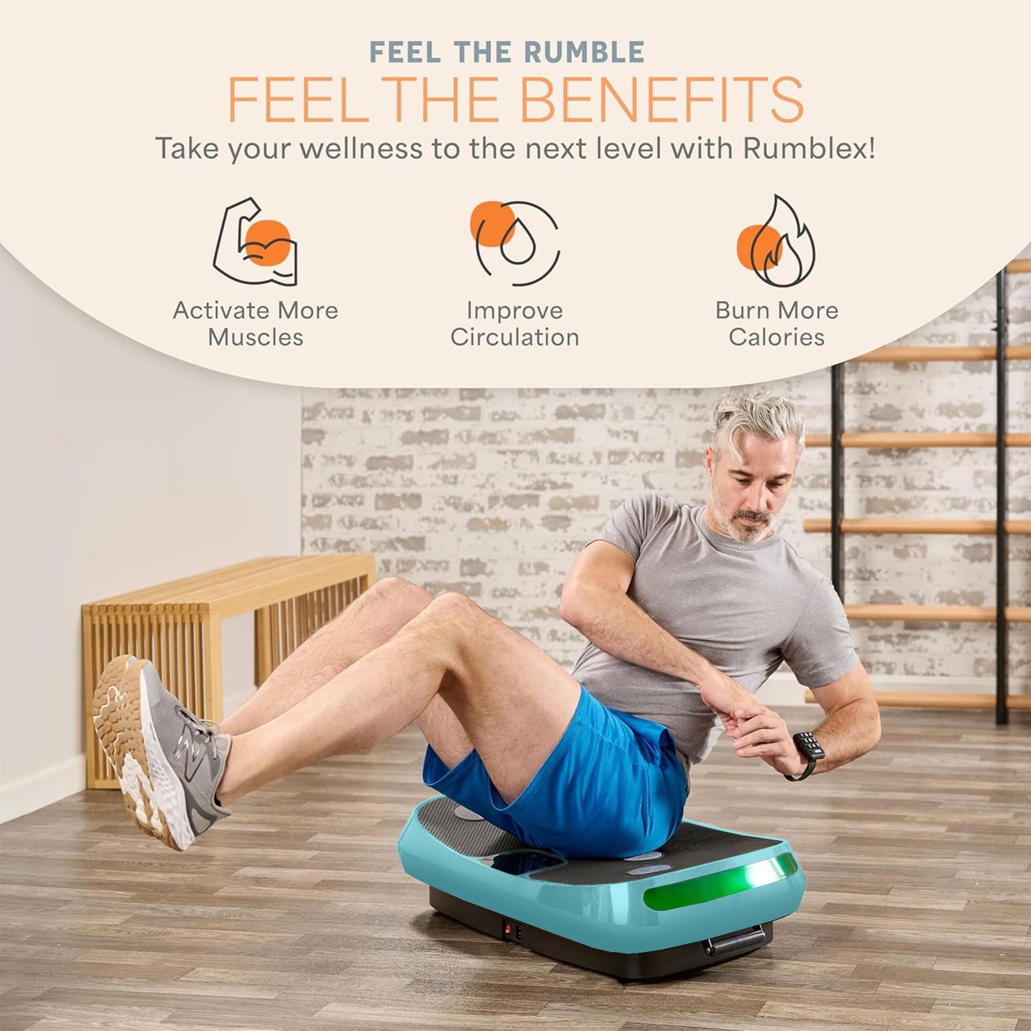 Lifepro Rumblex 4D Curved Vibration Plate Exercise Machine – Triple Motor Vibrating Platform Machine with 7 Modes & 60 Speeds – Full Body Vibration Plate for Lymphatic Drainage & at Home Workout