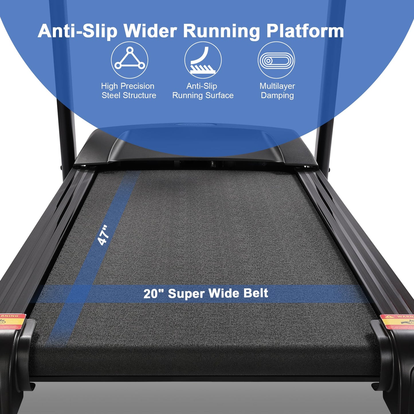 ZRNONAOZ Treadmills for Home, Treadmill with 0-15% Auto Incline, 20" Wide Running Machine with Bluetooth Speaker & Pulse Monitor, 4.0HP Folding Electric Treadmil, 350 LBS Weight Capacity