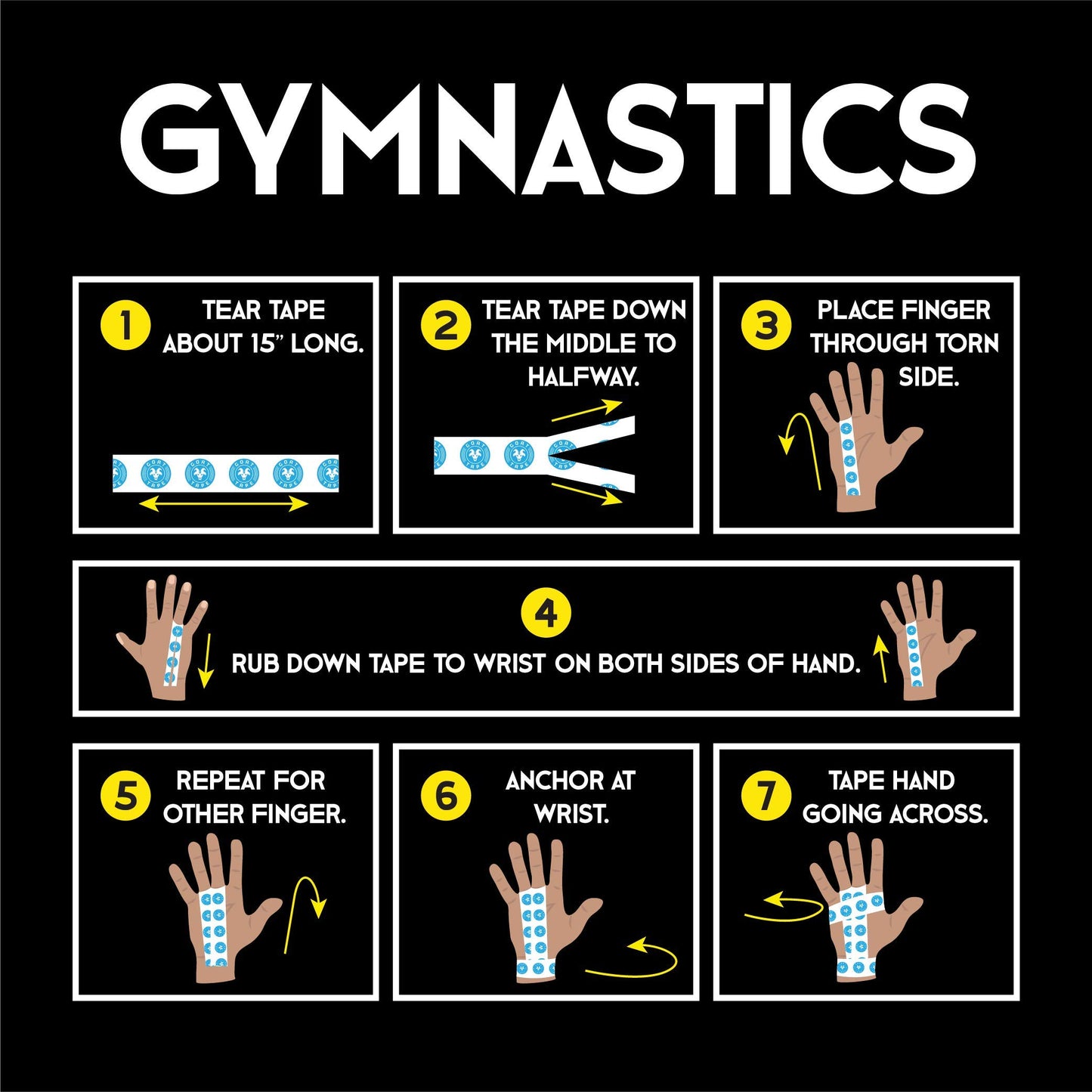 Scary Sticky Premium Athletic Tape, Ultra-Sticky Thumb, Finger & Wrist Tape for Weightlifting, Hook Grip & Cross Workout, Cotton, Latex-Free, 10 Yards, Black & Yellow, 1 Roll