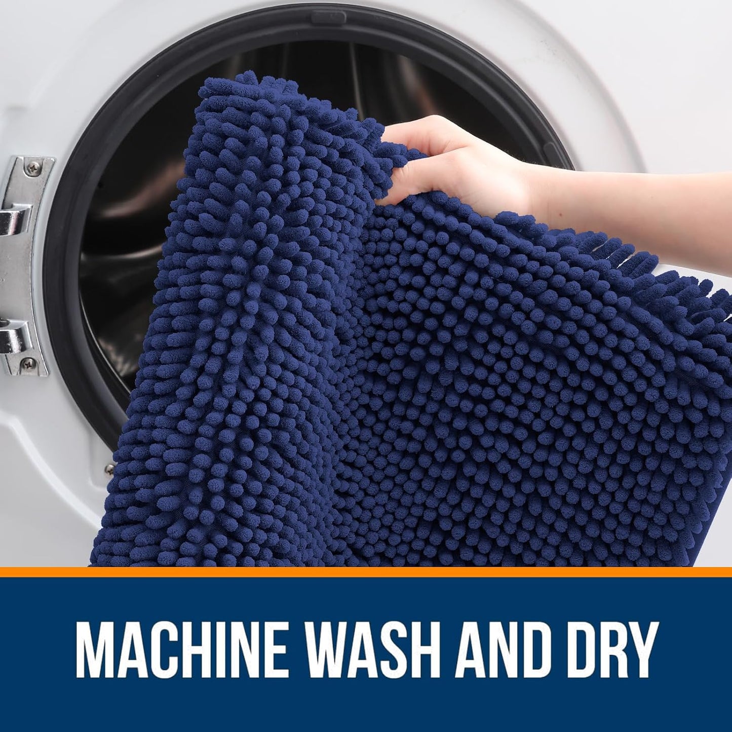 OLANLY Small Bathroom Rugs - Soft Absorbent Chenille Bath Mats | Quick Dry, Machine Washable, 24x16, Twilight Sapphire