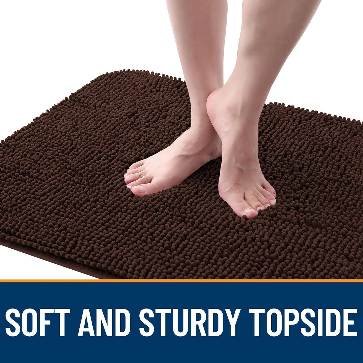 OLANLY Dog Door Mat - Absorbent Non-Slip Chenille Mat for Muddy Paws | 47x24 Inches, Brown
