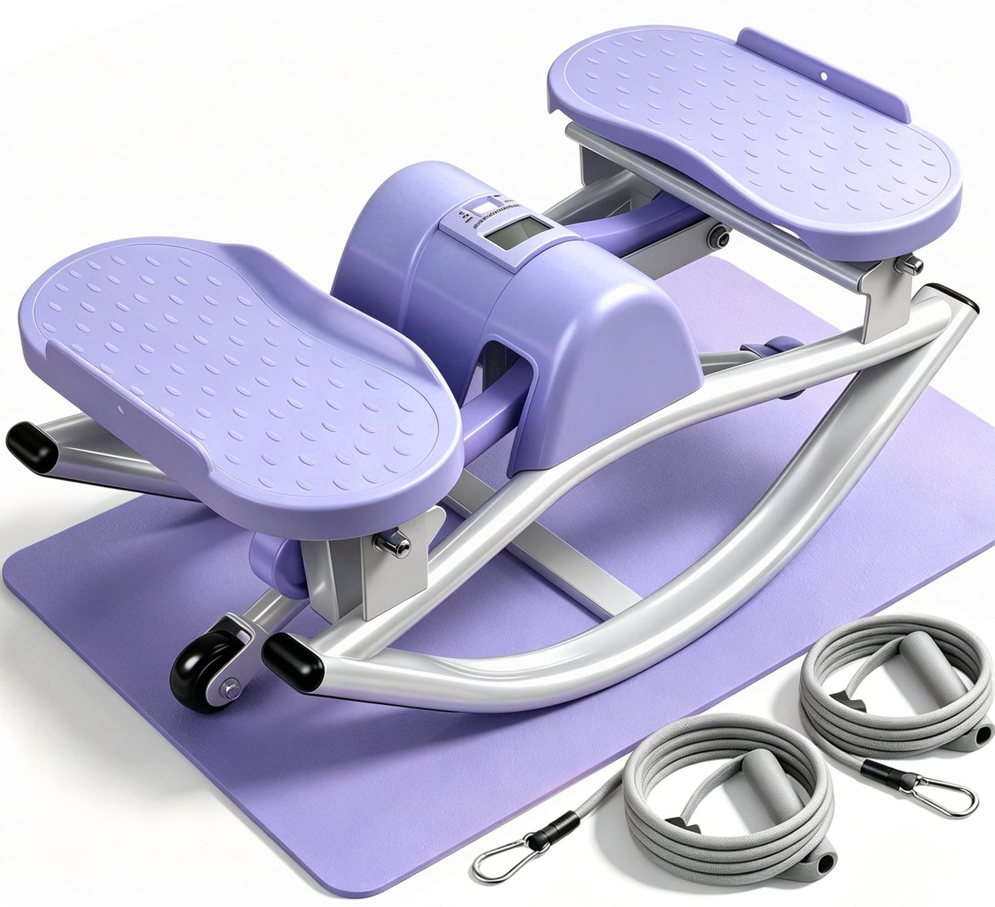 Rock Stepper Side to Side, Rocking Stepper with Lateral Motion, Compact Side Stepper for Home & Apartment, Low Impact Workout Machine with Resistance Bands & Non-Slip Mat (Purple)