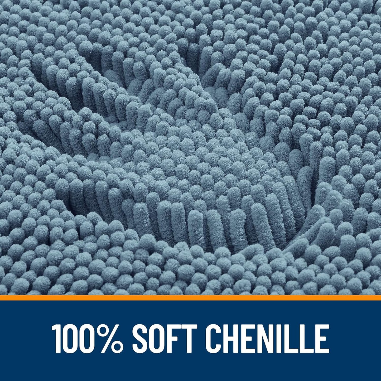 OLANLY Bath Rugs - Extra Soft Chenille, Quick-Dry, Machine Washable | 24x16, Airy Blue Design