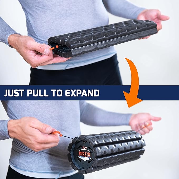 Morph Foam Roller (Alpha-Midnight) Collapsible Travel Foam Roller for Back Pain Relief, Workout Muscle Recovery, Back Massager, Deep Tissue Leg Massage, Back Cracker, Stretcher; Small, Portable