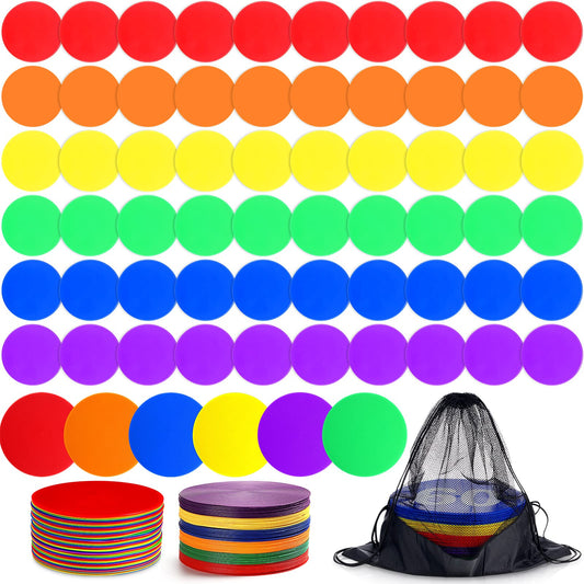 Haull Spot Markers Floor Spots with Bag Non Slip Vinyl Poly Dots for Gym Floor Basketball Football Soccer Sports Speed Agility Training Gym Dance(60 Pcs,7.87 Inch)