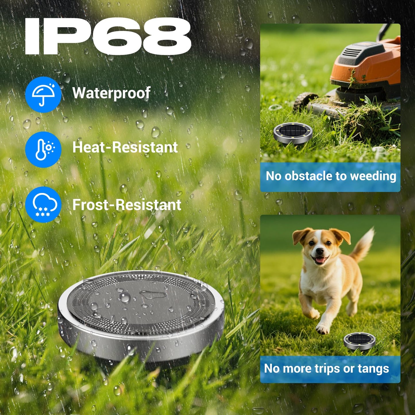 Peasur Solar Ground Lights Outdoor, 8 Pack Flat Solar Powered Disc Lights, IP68 Waterproof, Anti-Rust, Landscape Lighting for Pathway Garden Yard Lawn Walkway Landscape Driveway, Mini, Cool White